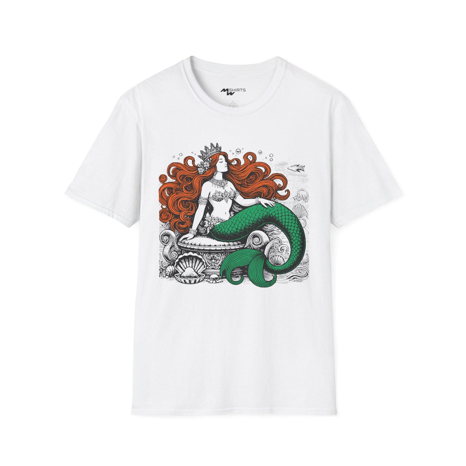 Mermaid Engraved T-Shirt: Royal Ocean Fantasy Siren Graphic Tee XL