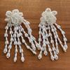 INS Fashion White Color Miyuki Beads Imitation Pearl Strand Flower Long Tassel Drop Earrings for Women Holiday Jewelry