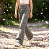 Girls Bell Bottom Pants Flared Leg Casual Color with Pockets for Big Kids