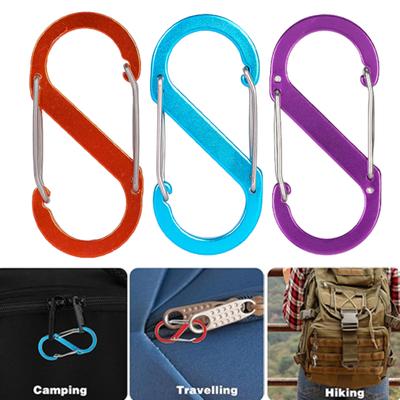 2Pcs Colored Carabiner Anti Theft Zipper Lock Clips Strong Load-bearing Portable Outdoor Camping Keyring Clips S-shaped Carabiners