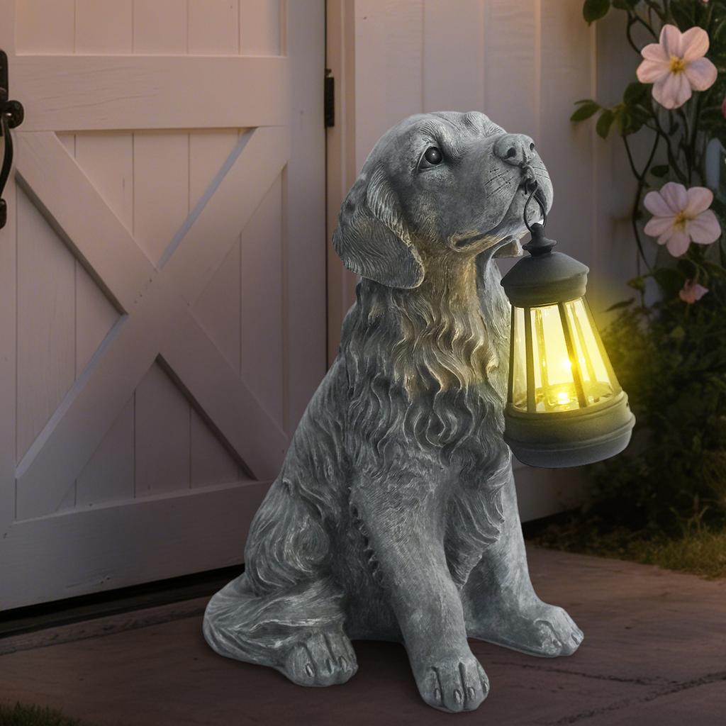 JYL TS/142,Simulation Dog Figurine Garden Decor Craft Solar Outdoor Light Animal Statue Night Lamp