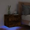 VidaXL Wall-Mounted Bedside Table with LED Lights, Nightstand, Bedside Table, Bedroom Bedside Cabinet, Modern, Oak 836820