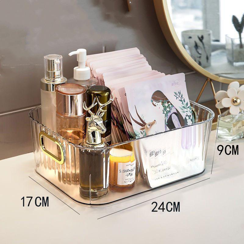 Luxury Acrylic Cosmetics & Skincare Organizer: Transparent Desktop Storage Box for Snacks, Masks, and More on Your Dressing Table.