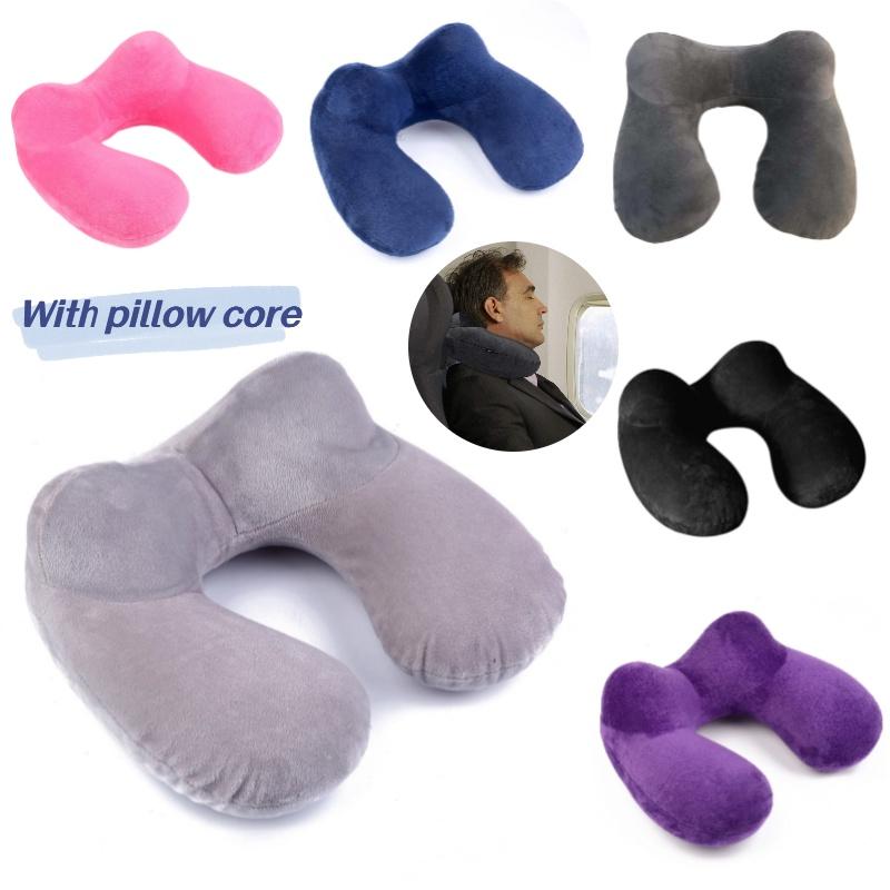 Three-piece Set Of Inflatable Neck Pillows For Long Trips Pvc Material With Plush Fabric