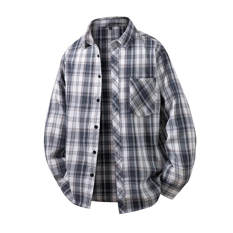 Men's Plaid Flannel Shirt Casual Long Sleeve Button Down Shirt Oversized Check Blouse