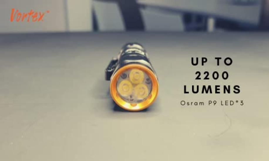 Vortex TC501R Rechargeable LED Flashlight for Outdoors and Everyday Max 2200 X Compact Powerful Fluorescent Optical One Switch for All Custom Mini USB