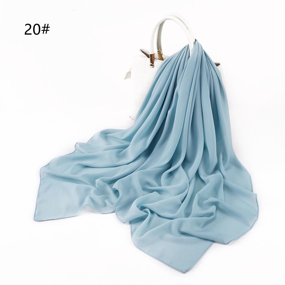 110*110CM Square Pearl Chiffon Hijabs Scarf Plain Solid Color Headwraps Muslim Women's Khimar Headscarf 45 Colors