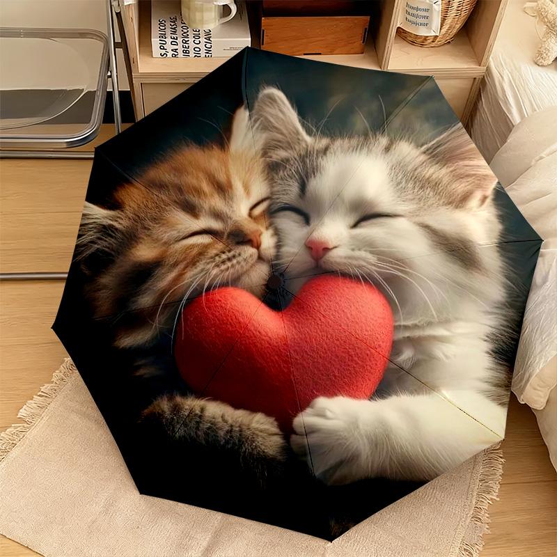 1PC Kittens  Automatic Umbrella - Suitable Travel Outdoor Portable Umbrella Birthday Gift Daily Essentials