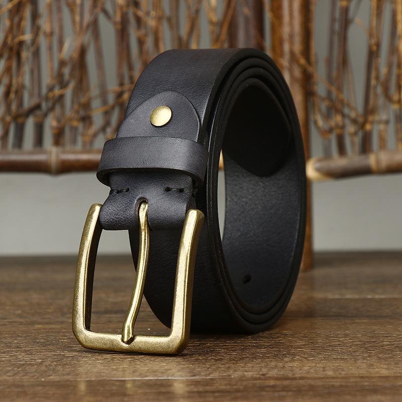 Belt Men's First Layer Cowhide Leather Pin Buckle Belt Men's Casual All-Match Young and Middle-Aged Korean Style Trendy Pant Belt