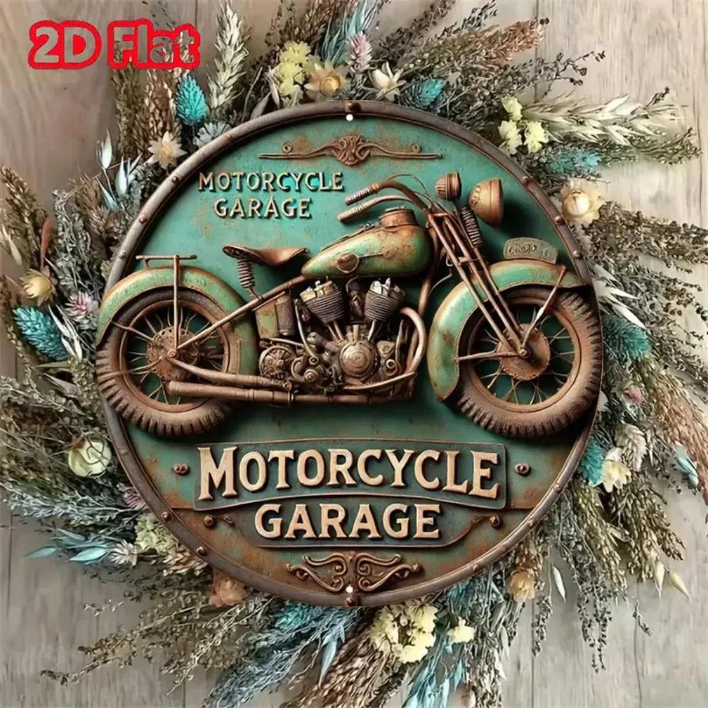 2D Vintage Round Aluminum Sign - Retro Metal Tin Sign - Motorcycle Rustic Metal Wall Art ,Room Decor Gift For Motorcycle
