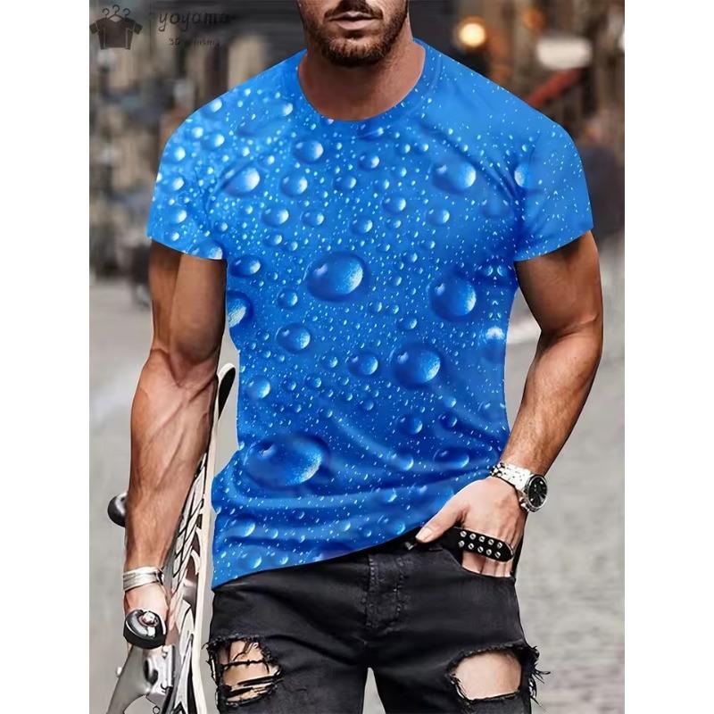 

Мужская футболка с коротким рукавом с 3D-принтом в виде капель воды, модный топ, уличная одежда, футболка 6XL