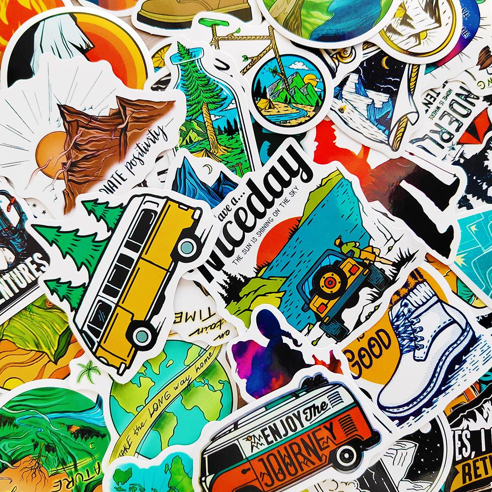 50 PCS The Wild Camping Stickers ,Vinyl Stickers for Laptop Skateboard Luggage Decal Motorcycle Bicycle