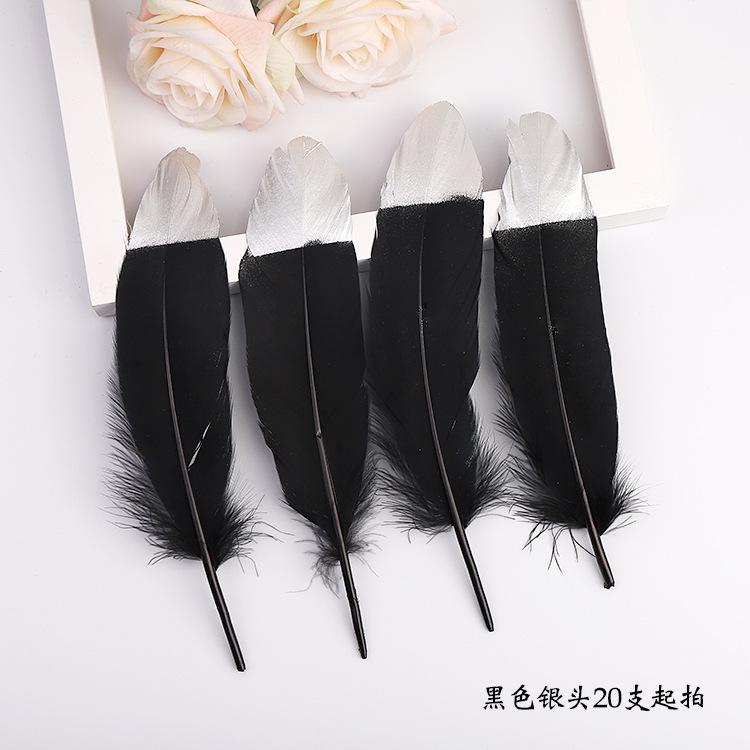 Golden Feather Colored Goose Feather Spray Gold Hard Big Floating Feather Jewelry Accessories Whole Face Semi-Golden Diy Handmade Decoration
