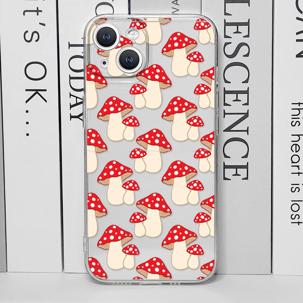 

Minimalist Graffiti Line Mushroom Phone Case for IPhone 16 15 13 12 11 Pro XS Max X Clear Funda for Iphone 7 8 14 Plus SE2 Cover For iPhone 15 ProMax