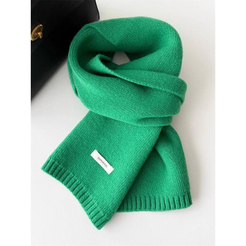 Korean Style New Versatile Solid Color Pure Wool Scarf for Women Autumn and Winter Warm Knitted Scarf Fashionable Versatile Scarf