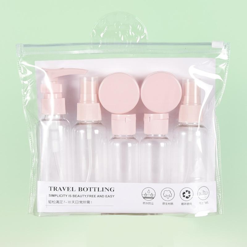 

1 Set Travel Refillable Bottle Set Container Portable Cosmetic Lotion Toner Spray Shampoo Cream Tourism Supplies Essentials рожевий