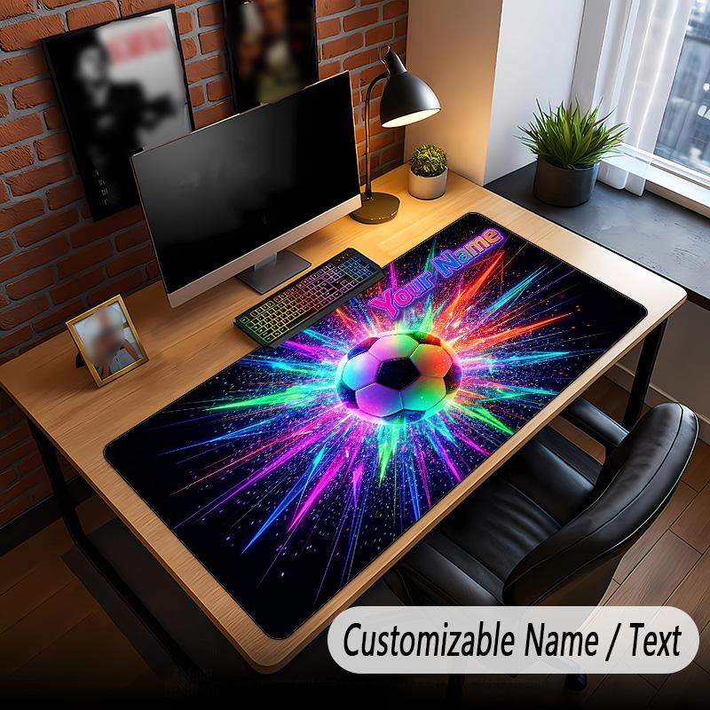 Soccer Theme Custom Mouse Pad Personalized With Name Text Customized Desk Mat For Office Home Decor