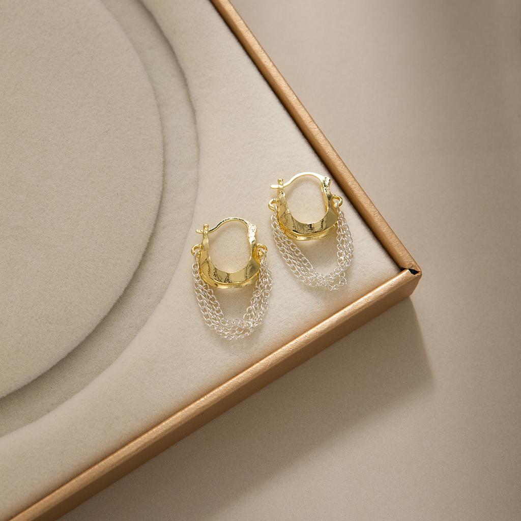 Chain Fringed Earrings, Fashionable Commuter Design, Temperament, Ear Buckle, Niche Design, High-End Earrings.