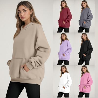 Moda para Mujer Jersey Ligero de Manga Larga con Bolsillos Sudadera con Capucha