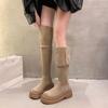 Women's Flip-Fold Thick Sole Over-The-Knee Chelsea Boots  Autumn/Winter New Chunky Heel Slimming Design Comfort Shoes