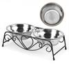 Double Bowl Dog Cat Bowl Stainless Steel Dog Cat Food Water Bowls Dog Cat Feeder  Daily Pet Feeding