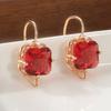 Vintage Square Red Synthetic Zircon Inlaid Golden Plated Dangle Earrings Women Elegant Exquisite Banquet Wedding Jewelry Crafts