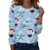 Women's Christmas Printed Long Sleeve Round Neck Top Casual Blouse