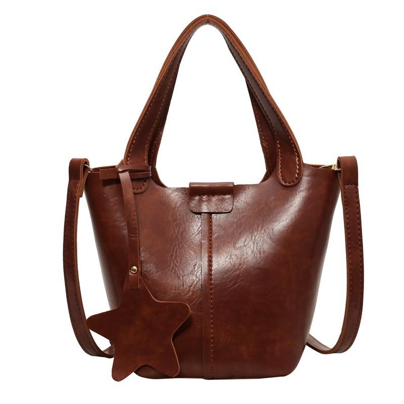 Chic High-end Bucket Handbag For Women In Black And Brown Perfect For Daily Use