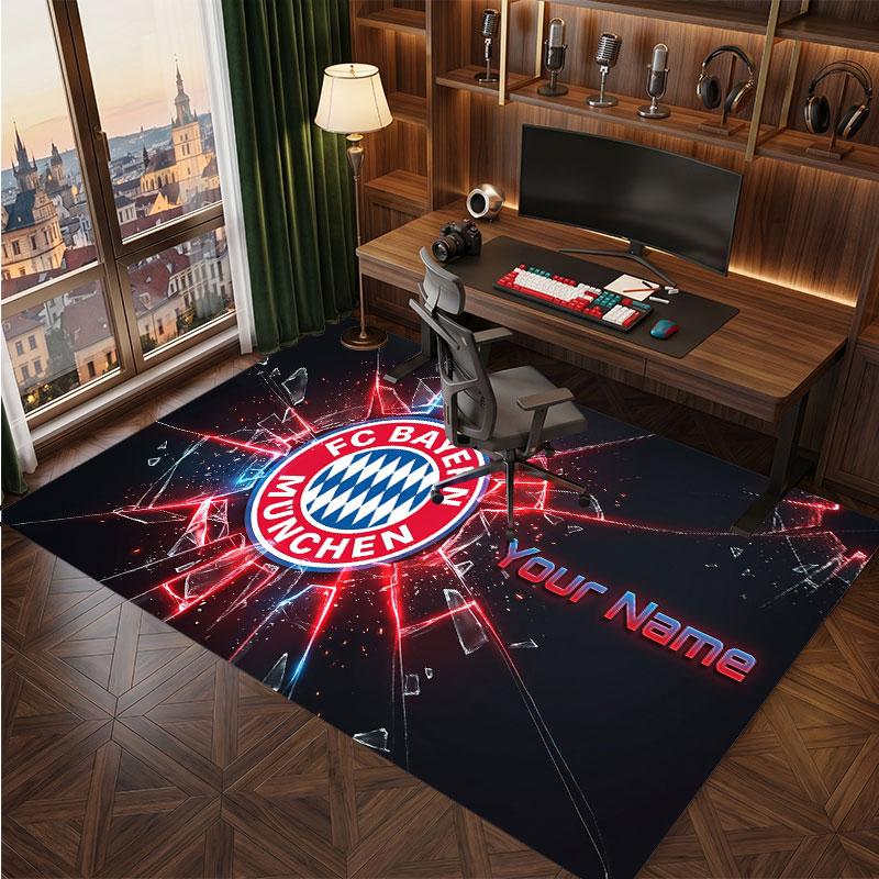 Tappeto in Cristallo di Velluto Personalizzato Bayern Monaco, Stampa Testo Nome Personalizzato, Logo Calcio Morbido Antiscivolo Tappetino per Pavimento Decorazione Casa Regalo