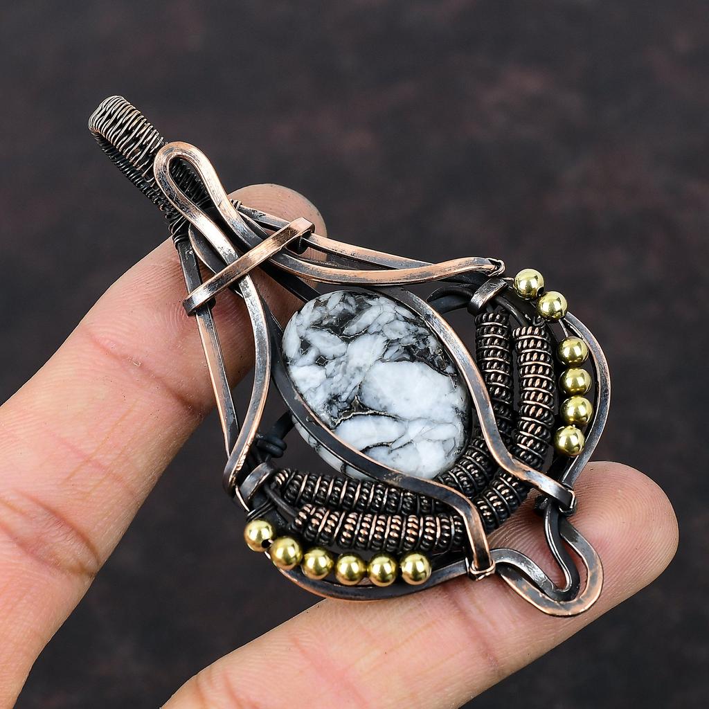 Pinolith Jasper Pendant Copper Wire Wrapped Gemstone Pendant Pinolith Jasper Jewelry Handmade Women Pendant Gift For Her Copper Wire Jewelry