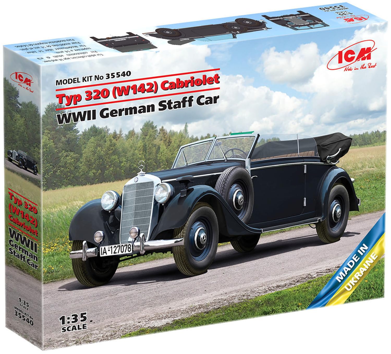 

ICM Немецкий армейский кабриолет Typ320 времен Второй мировой войны. Пластиковая модель 35540 1/35 (W142)
