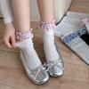 Women's Spring and Summer Thin Plaid Lace Creative Fashion Cloth Label Sweat Absorbent Boneless Tube Pile Socks
