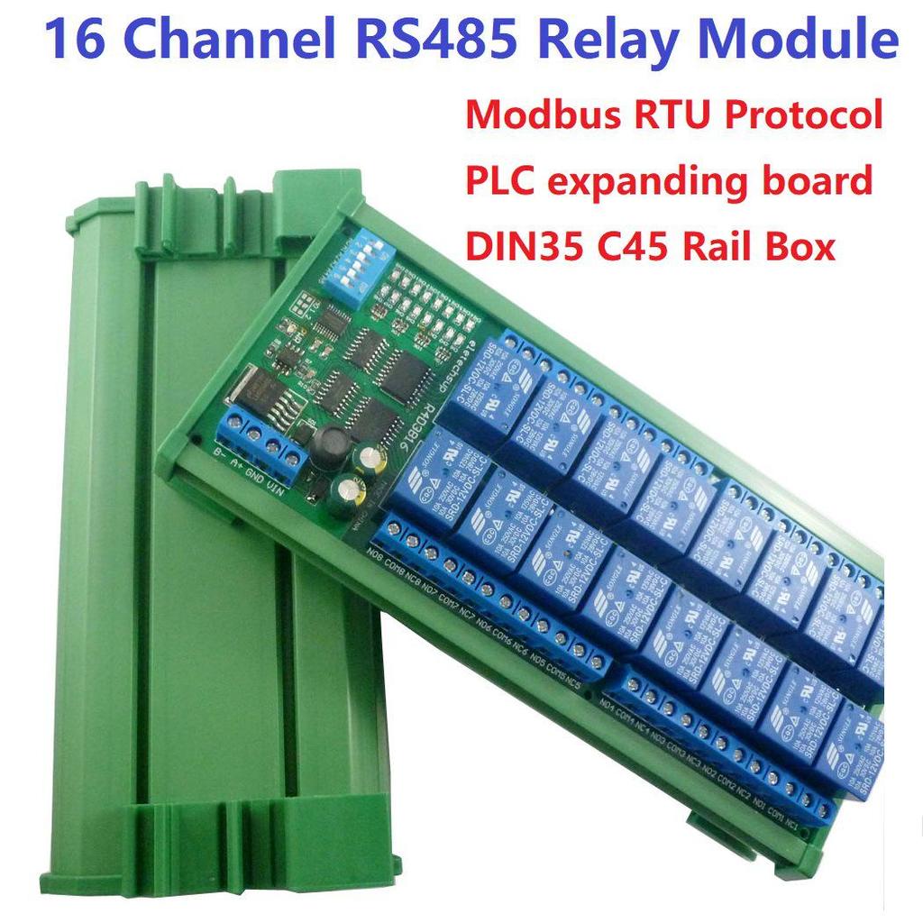 12V 16-Channel RS485 Modbus RTU Remote PLC Expansion Board