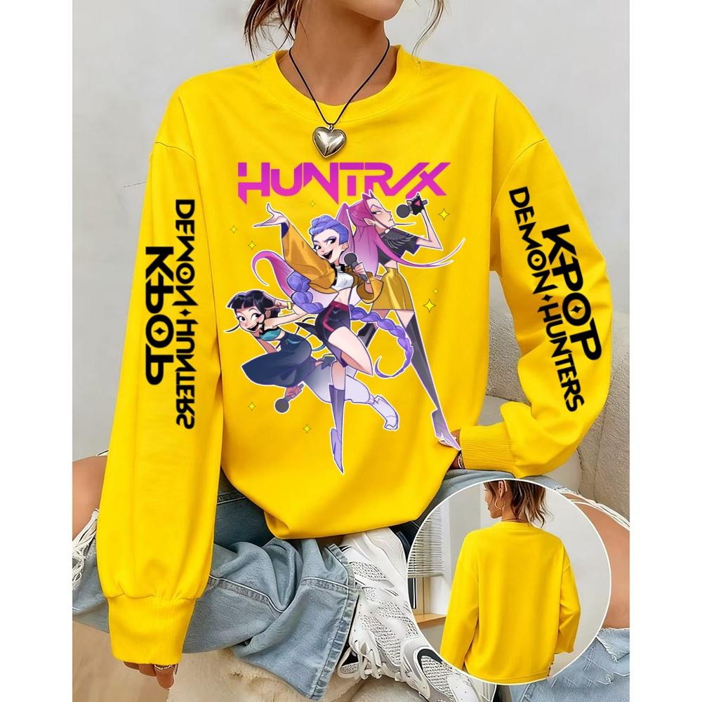 Fashionable Women's Sportswear KPop Demon Hunter Printed Pullover Casual Round Neck Oversized Sweatshirts Women's Clothing