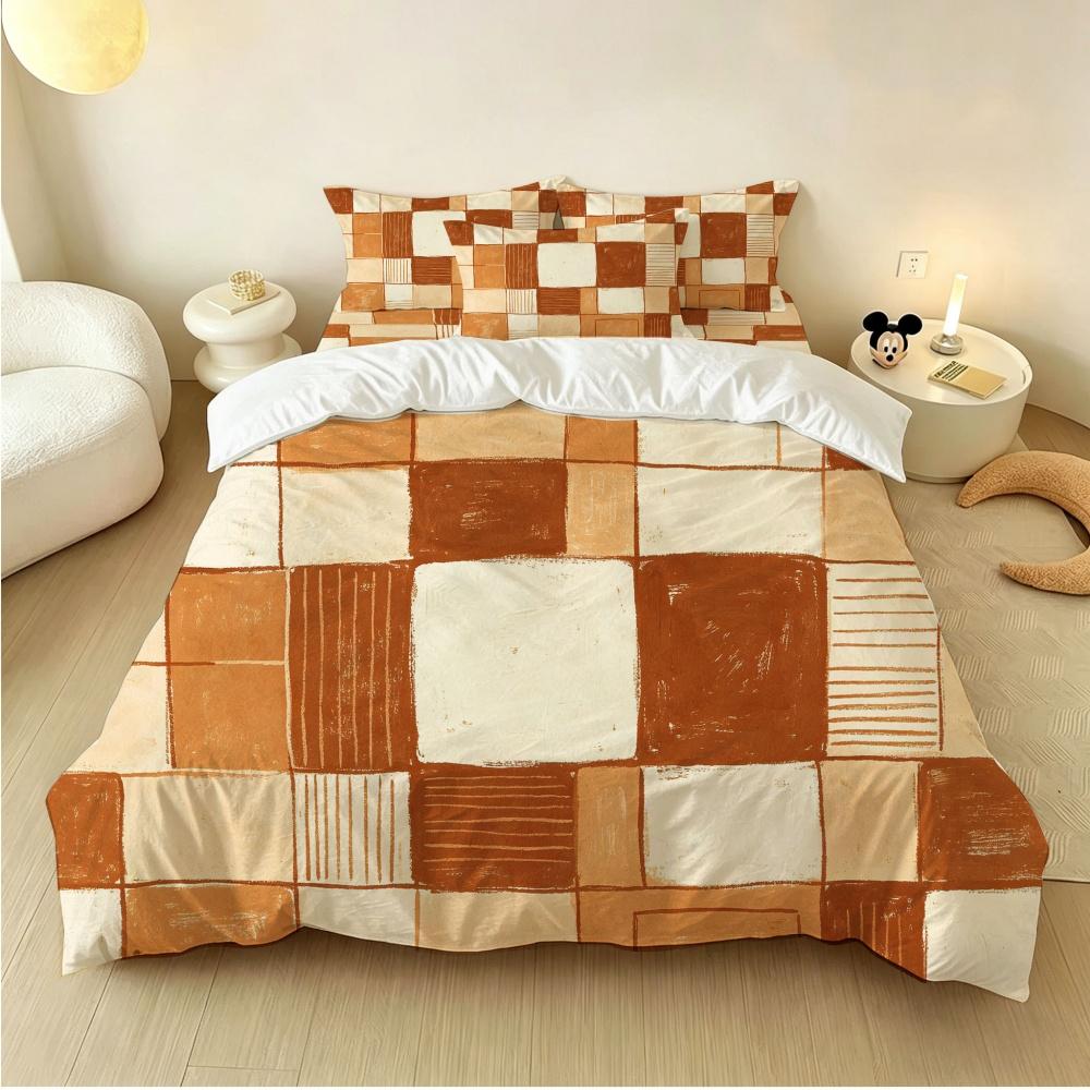 New Design Contrasting Checkerboard Printed Coreless Down Duvet Cover Set,Multi Size Bedding Decoration,Machine Washable