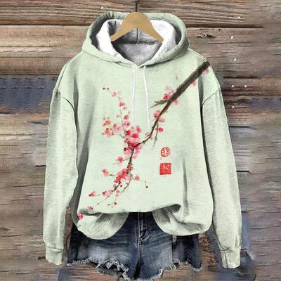 Flower Women's Hoodie Fashion Designer Pattern Traditional Chinese Painting Women's Sweatshirts Autumn Loose Tops Y2K Clothes