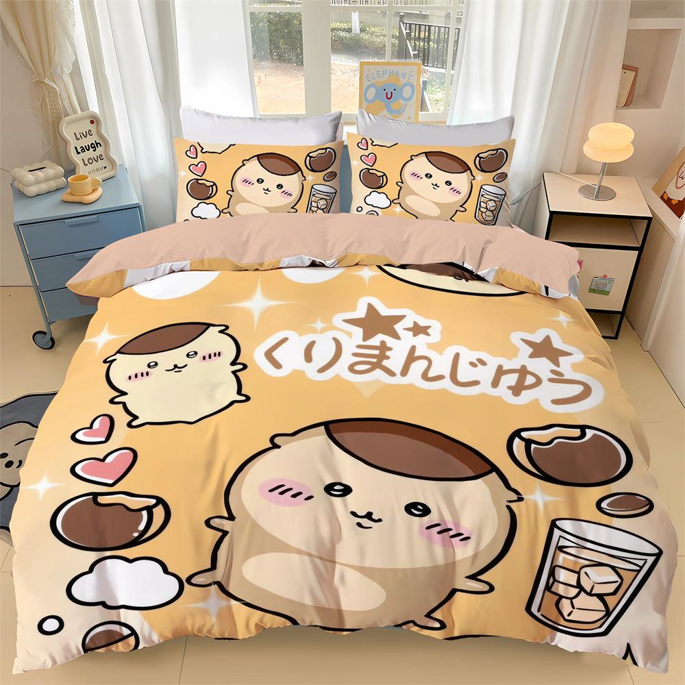 New Chiikawa Bedding Set 3D Digital Printed Hachiware Momonga Duvet Cover Set With Pillowcases Animes Quilt Cover Twin Full