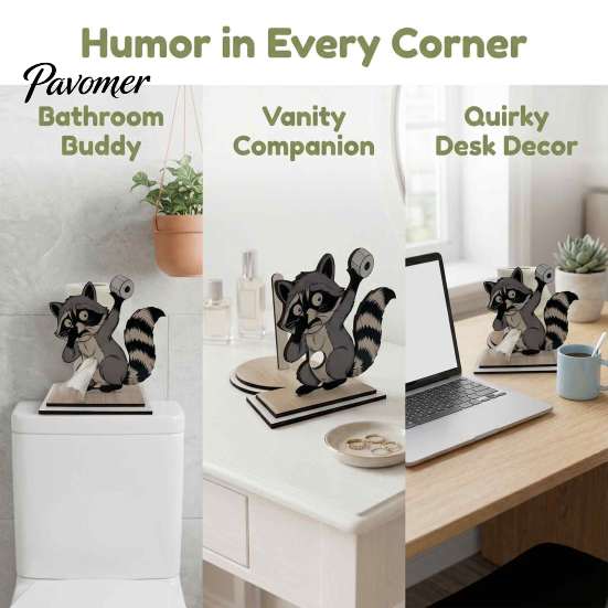 Funny Animal Toilet Roll Stand Paper Holder, Creative Shape Dispenser, Vertical Stable Tissue Unique Housewarming Gift Rack, Solid Wood for