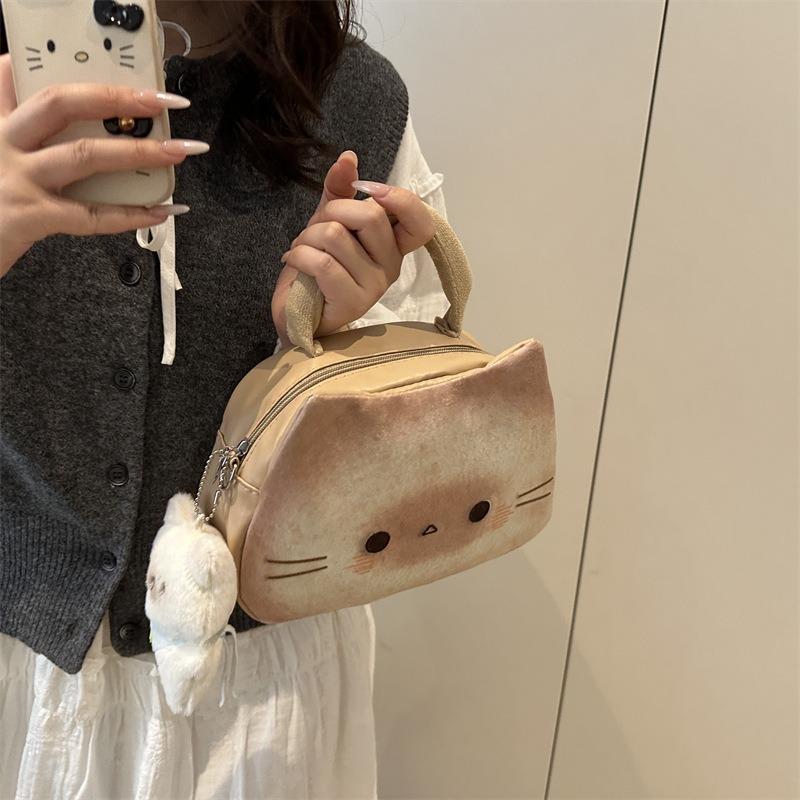 Niche Design Sense Baked Toast Cat Handbag Bag Exquisite New Cute Childlike Fun Going Out Messenger Bag Single Shoulder