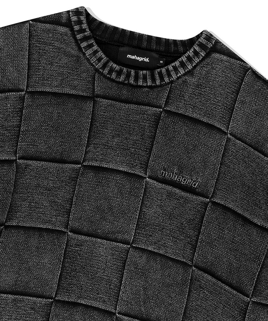 MAHAGRID Pigment Checkerboard Knit Sweater Black(Mg2Efmk600A)