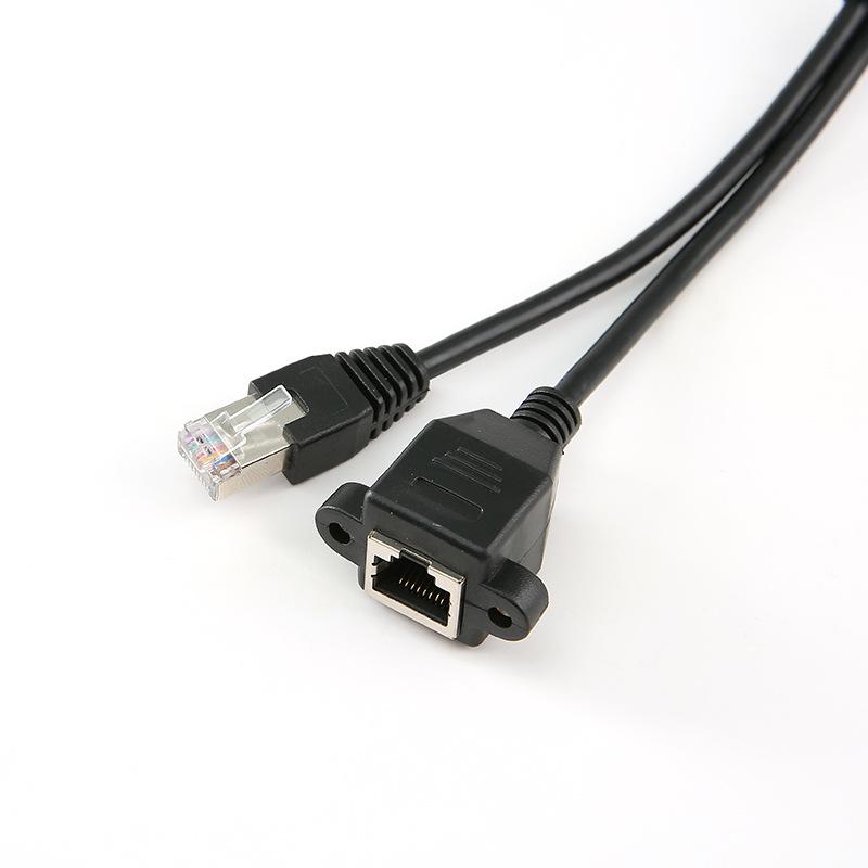 30CM RJ45 Ethernet Extension Cable, Male to Female, with Screw Holes for Secure Installation