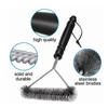1 Barbecue Cleaning Brush, Outdoor Barbecue Long Handled Y-shaped Roll Brush Stainless Steel Cleaning Brush Barbecue Accessories