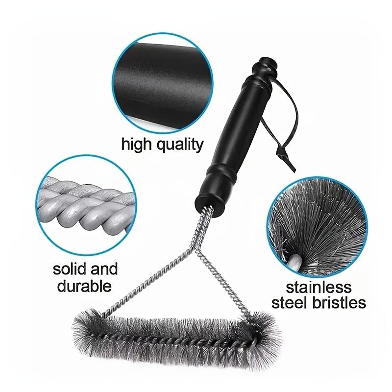 1 Barbecue Cleaning Brush, Outdoor Barbecue Long Handled Y-shaped Roll Brush Stainless Steel Cleaning Brush Barbecue Accessories