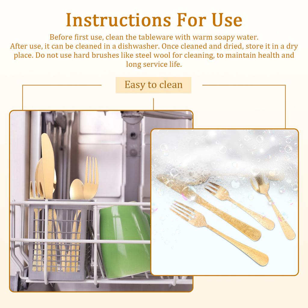 20pcs Stainless Steel Silverware Set Vintage Carved Flatware Cutlery Set Knife/Fork/Spoon Embossed Cutlery Kitchen Utensils