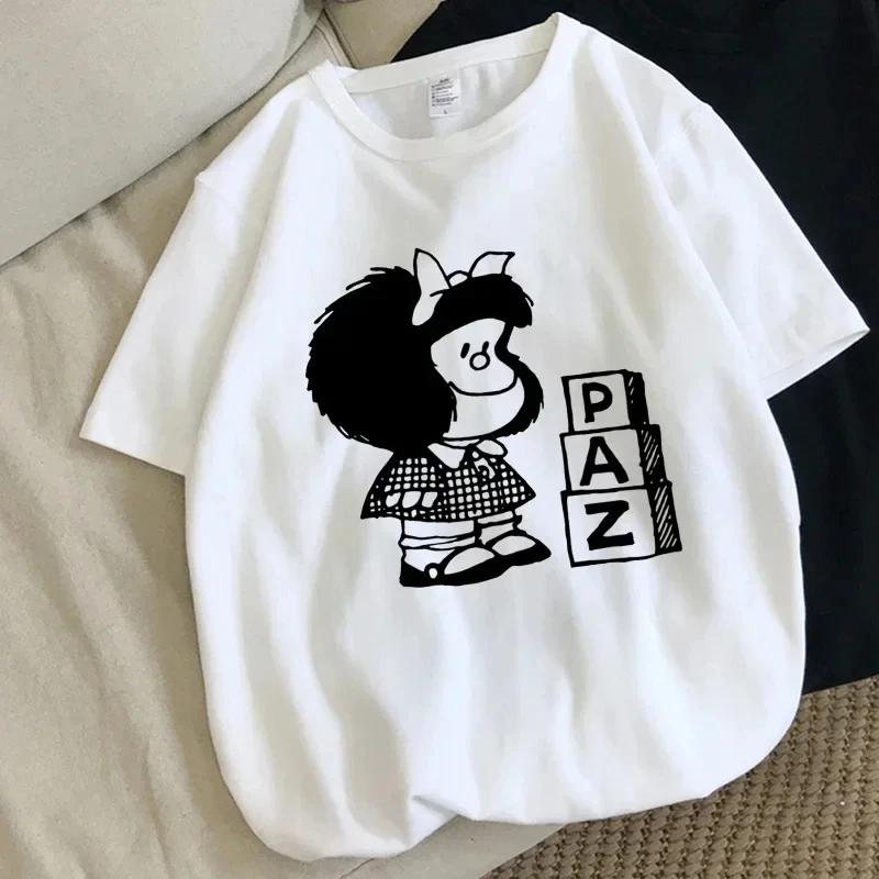 Harajuku Fun Cartoon Mafalda Kawaii Pattern Printed T-shirt Summer Cotton T-shirt Fashion Trend Top Harajuku Cotton Street Wear