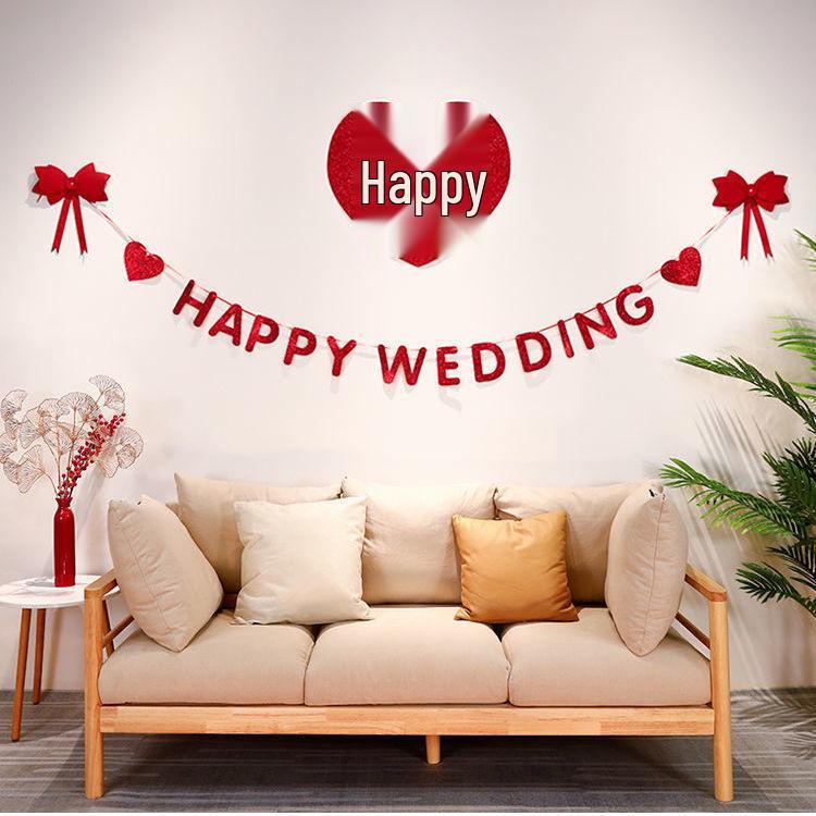 Double Happiness Wedding Room Decor Set for Bride & Groom's Bedroom and Living Room