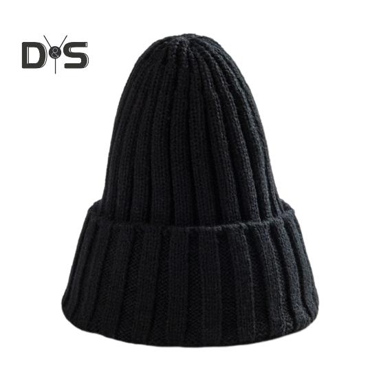 

Унисекс зимняя вязаная шапка с толстыми полями, однотонная, эластичная, для защиты ушей, ветрозащитная, теплая для холодной погоды, головной убор чёрный