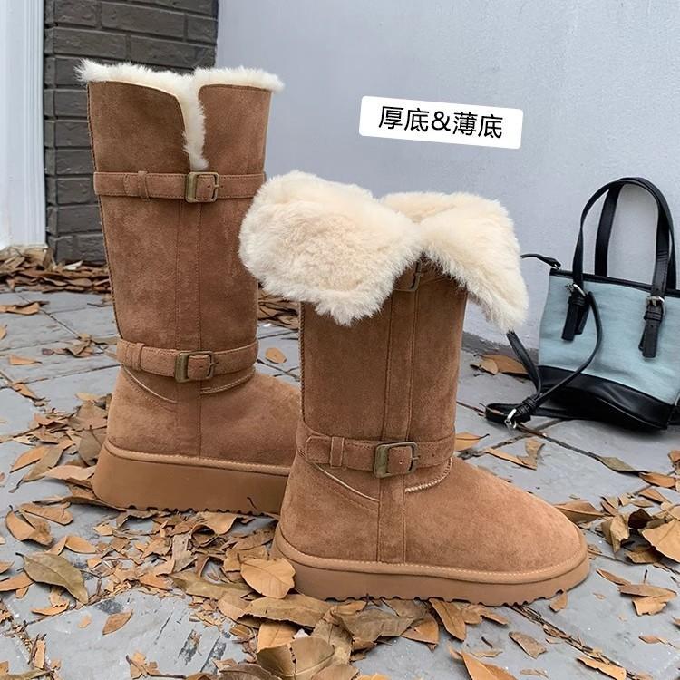 Soft leather version~ Two wear snow boots for women 2025 new winter thick-soled velvet thickened boots warm snow cotton