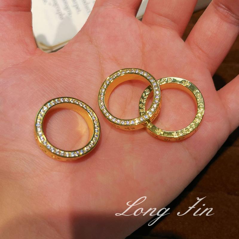 Old Money Wind Retro Croix Cross Element Sanskrit Diamond Ring Male And Female Couples Ring Niche Fashion Ring Accessories