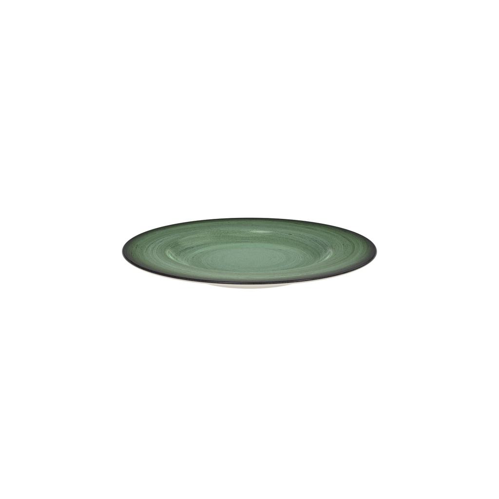 Tramontina Rustico Dessert Pale Spiral Microwave and Dishwasher Made in TRAMONTINA Plate, Green, 21cm, Rimmed, Pattern, Porcelain, Safe, Simple,